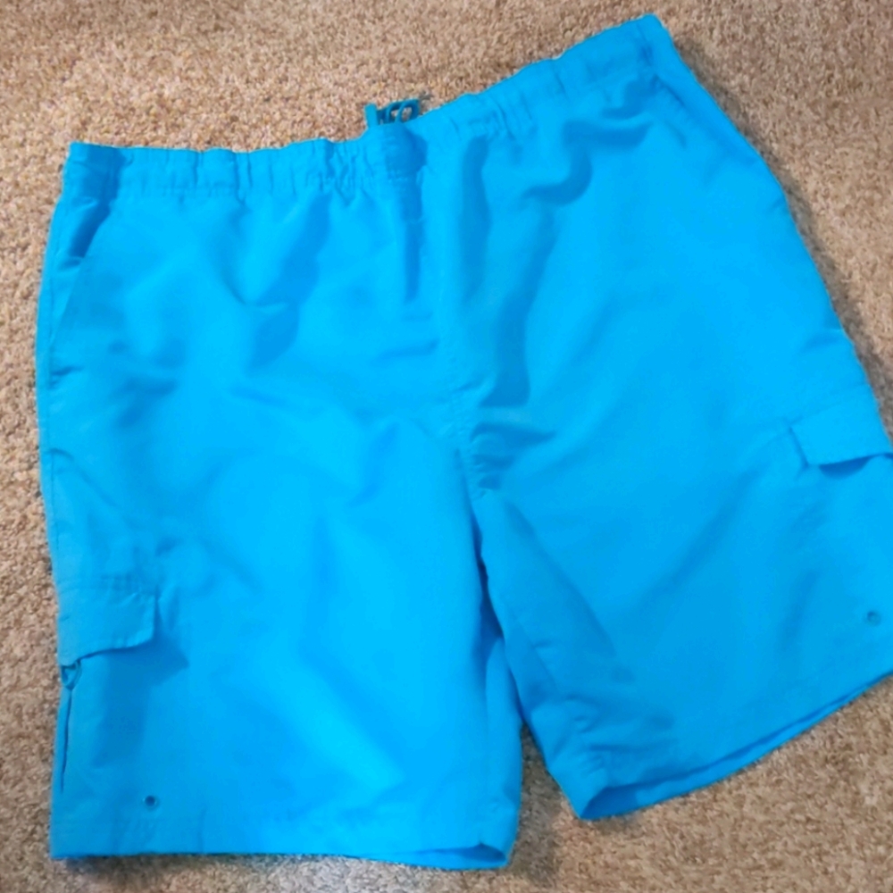 Hawaiian Authentics Aqua Blue Swim Trunks . Sz XL